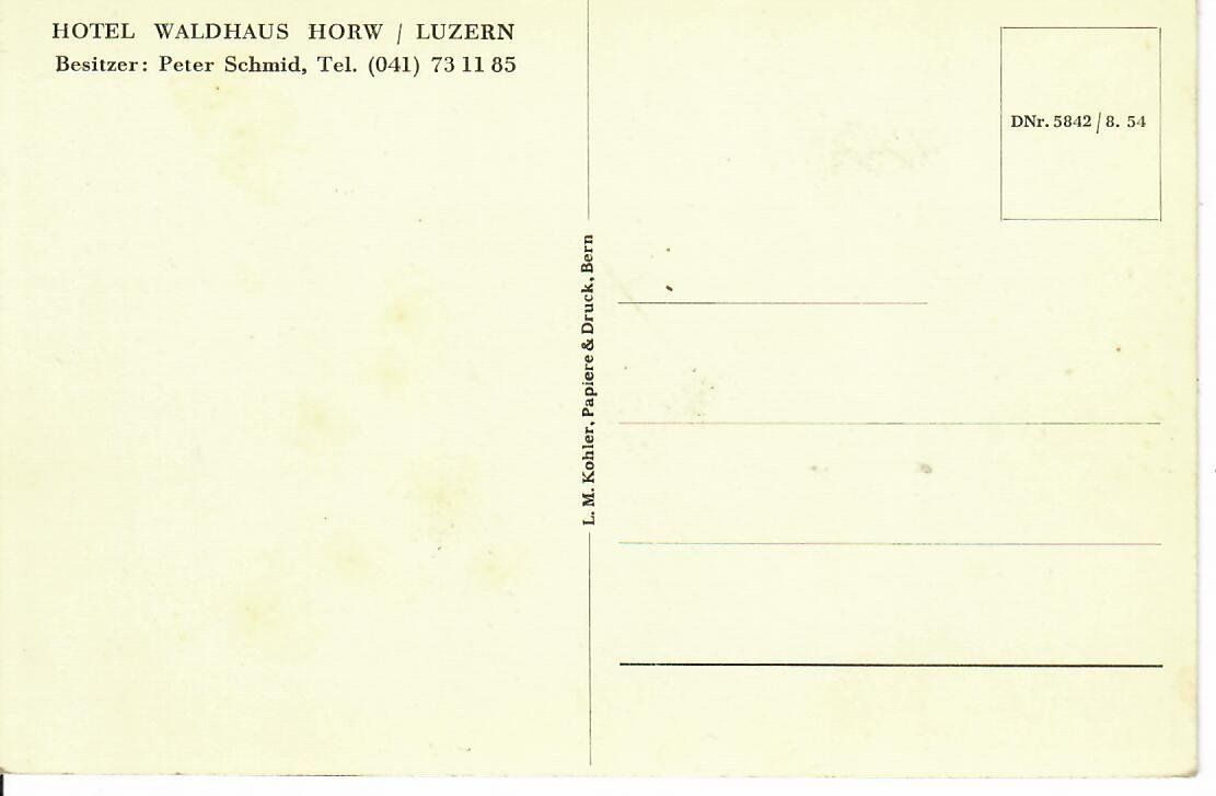 Cartoline postali: Hotel Waldhaus Horw LU – Usato da Hochdorf venduto da Ziegel-16 1