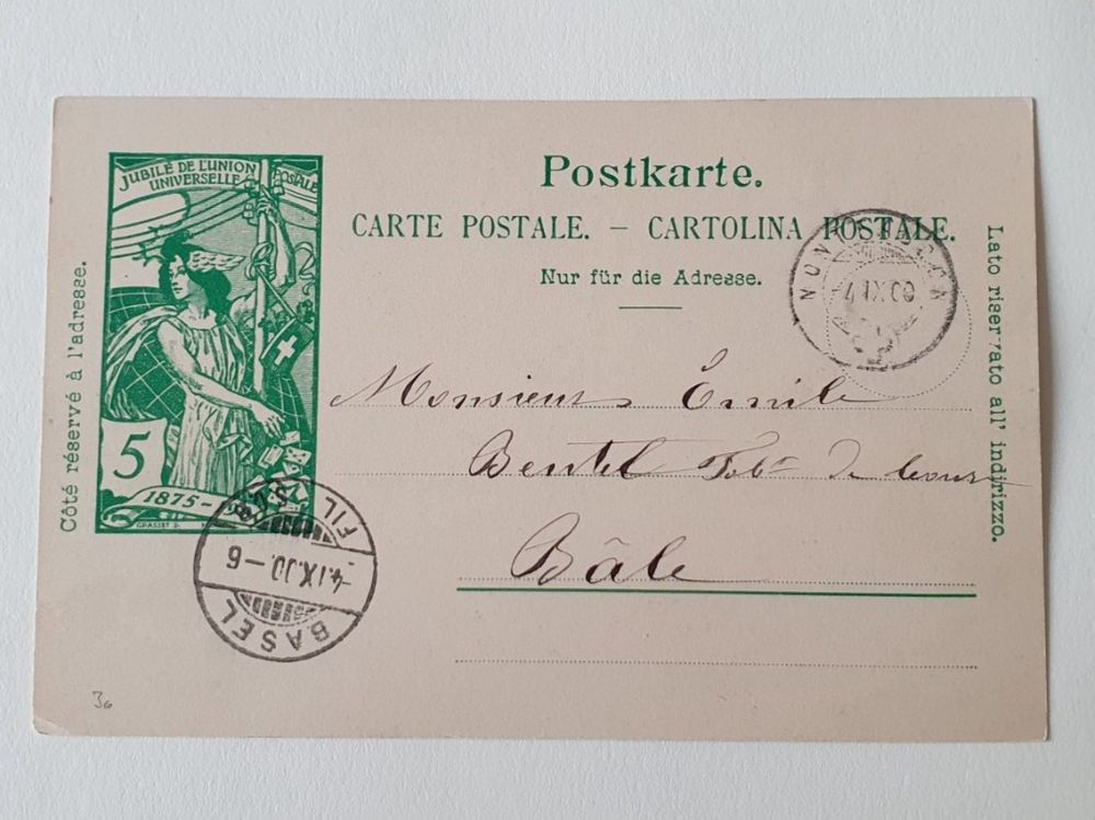 Alte Postkarte aus dem Jahr 1900 von Montfaucon nach Basel | Kaufen auf ...