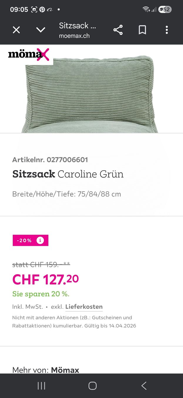 Mömax Poltrone: Gemütlicher Cord Sitzsack – Usato da Glattpark(Opfikon) venduto da mammut66 3