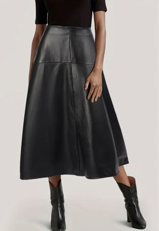 Gonna in ecopelle nera, nuova collezione,autunno L- nuovo