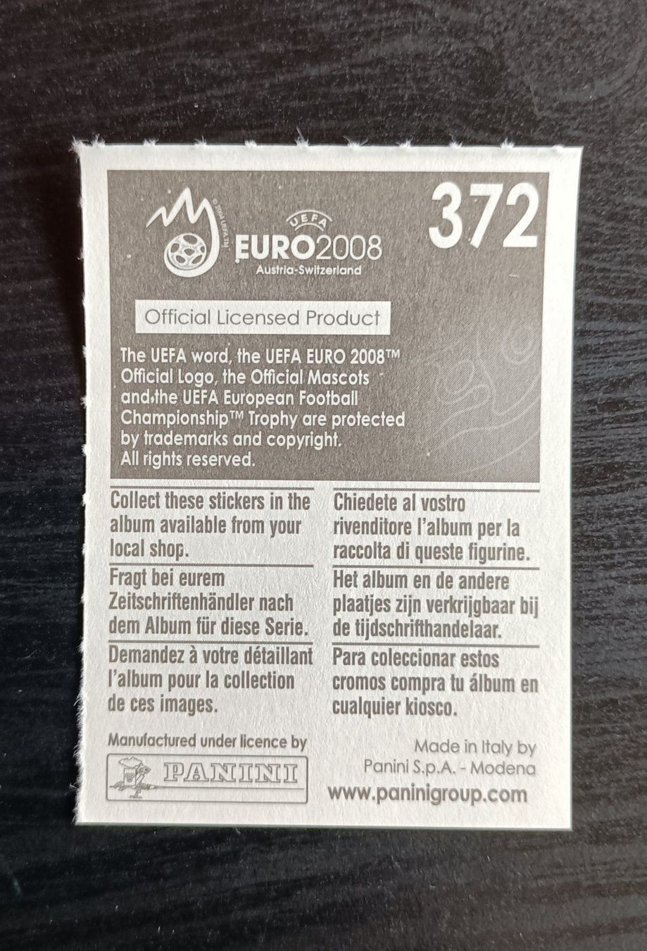 Panini Carte collezionabili: EM 2008-Nr. 372 – Nuovo (secondo la descrizione) da Hittnau venduto da stamps_and_coins 1