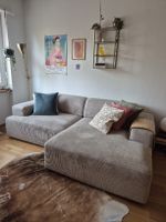Wunderschönes Ecksofa aus Cord in Beige mit Chaiselongue