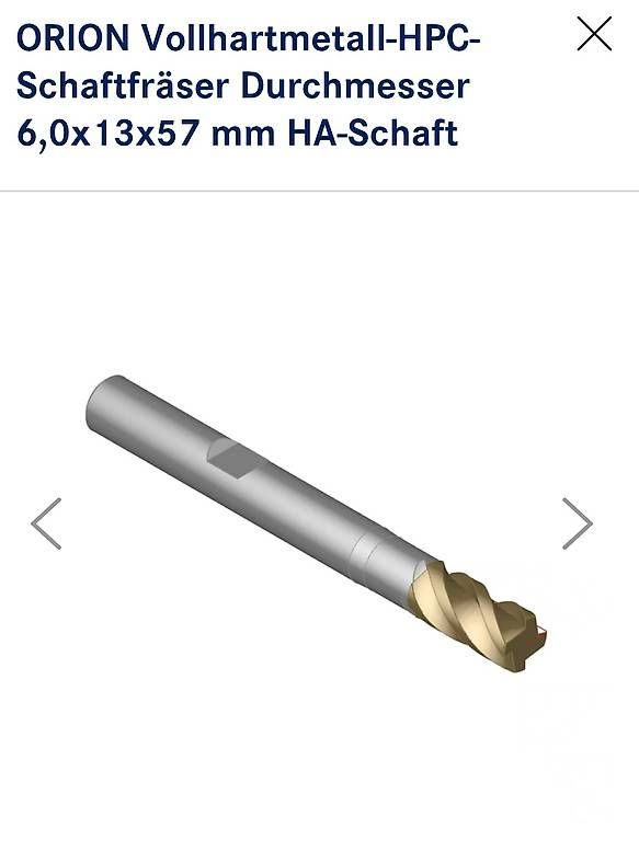 Alle Werkzeuge: ORION Vollhartmetall-HPC-Schaftfräser   – Gebraucht aus Bülach von aap_6ycv 1