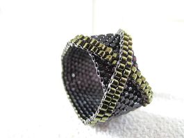 🟢 bague en perles de verre miyuki - Handmade Ring NEU / 59