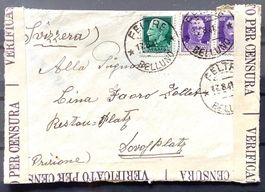 1941 Italien Zensurbrief Belluno nach Davosplatz