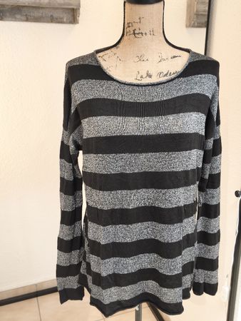Damen Pullover Tally Weijl schwarz grau gestreift M