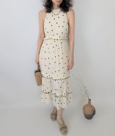 Oasis Polka Dot Sommerkleid Gr. 36 Leinen-Viskose Mix