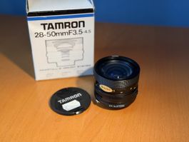 Tamron 28-50mm f/3.5-4.5 CF Macro (Adaptall-2) — boîte et bo