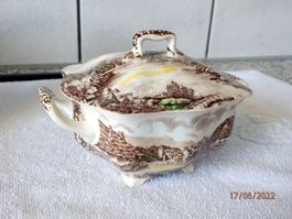 Zuckerdose m. Deckel, Olde English by Johnson Bros, Handmade