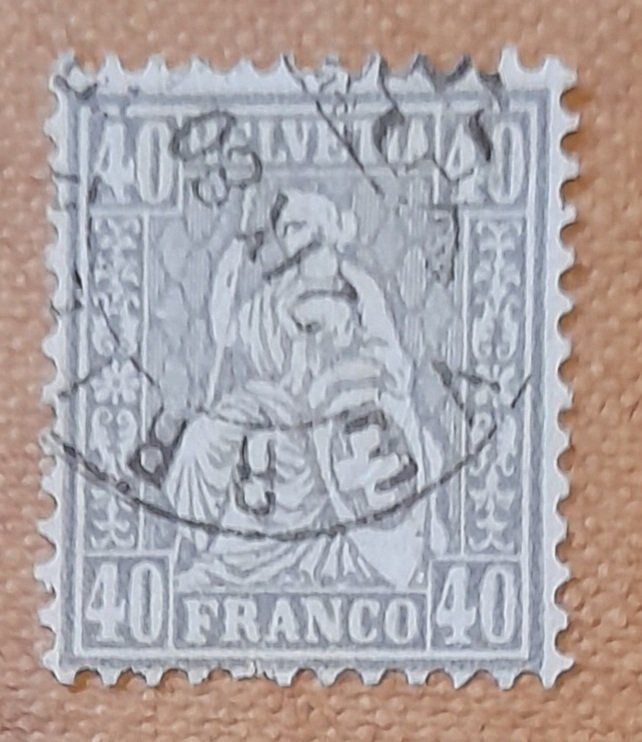 Tutti i francobolli: Sitzende Helvetia 40rp Grau – Usato da Balgach venduto da SIMEON27