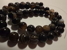 Sardonyx Kaffee Achat 8mm. Strang