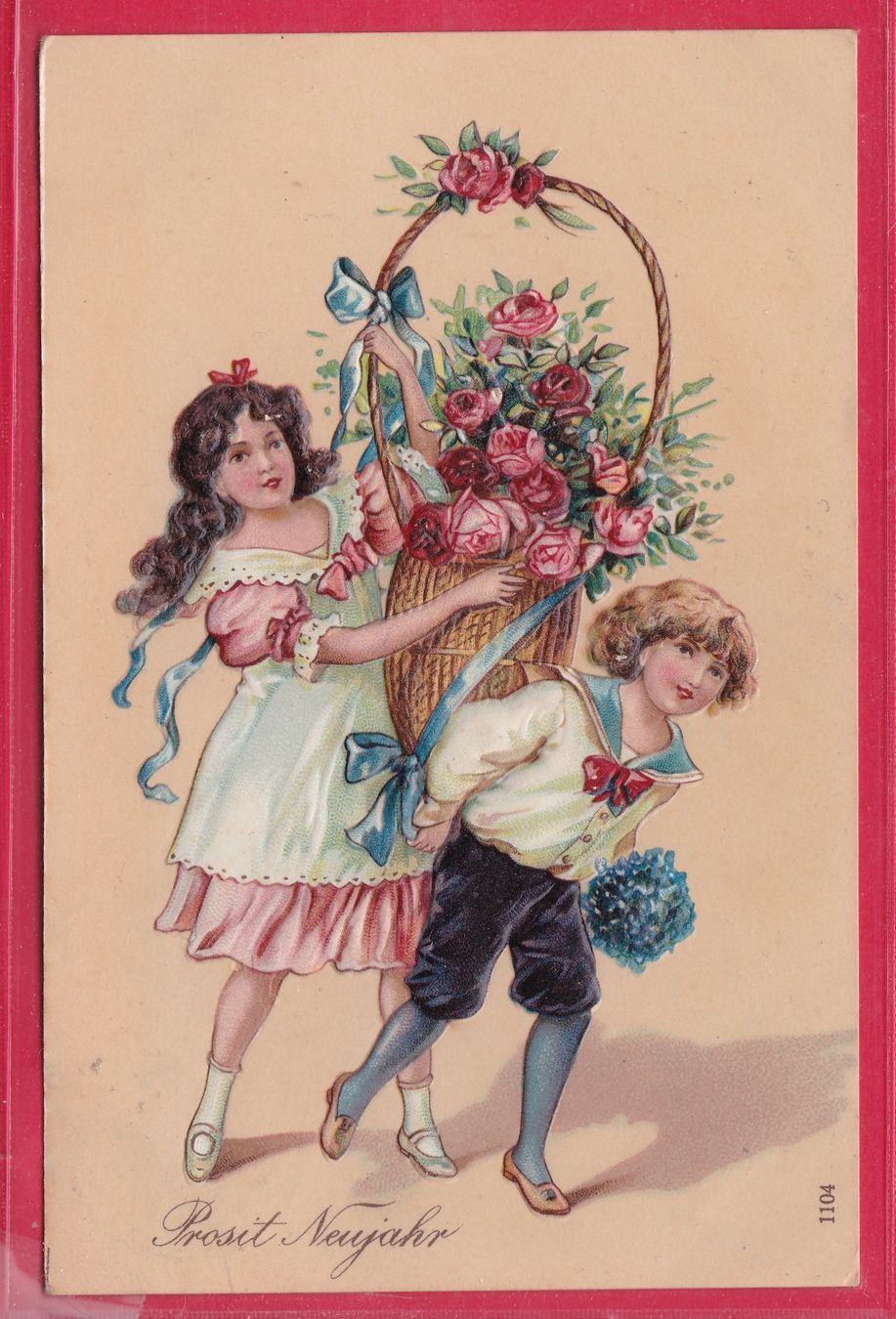 Ansichtskarten: PRÄGEKARTE, PROSIT NEUJAHR, 29.12.1908 – Gebraucht aus Oberrieden von Gebirgsstelze