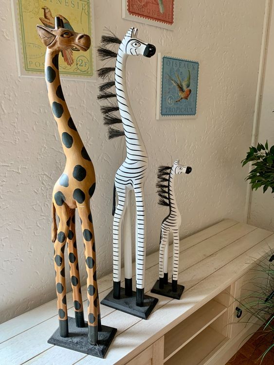 Handgeschnitztes Zebra Aus Holz - 100 Cm Große Deko-Statue