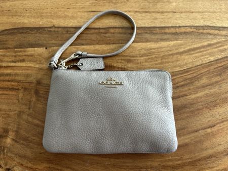 Coach Leather Wristlet, Light Grey - Perfect Summer Bag!