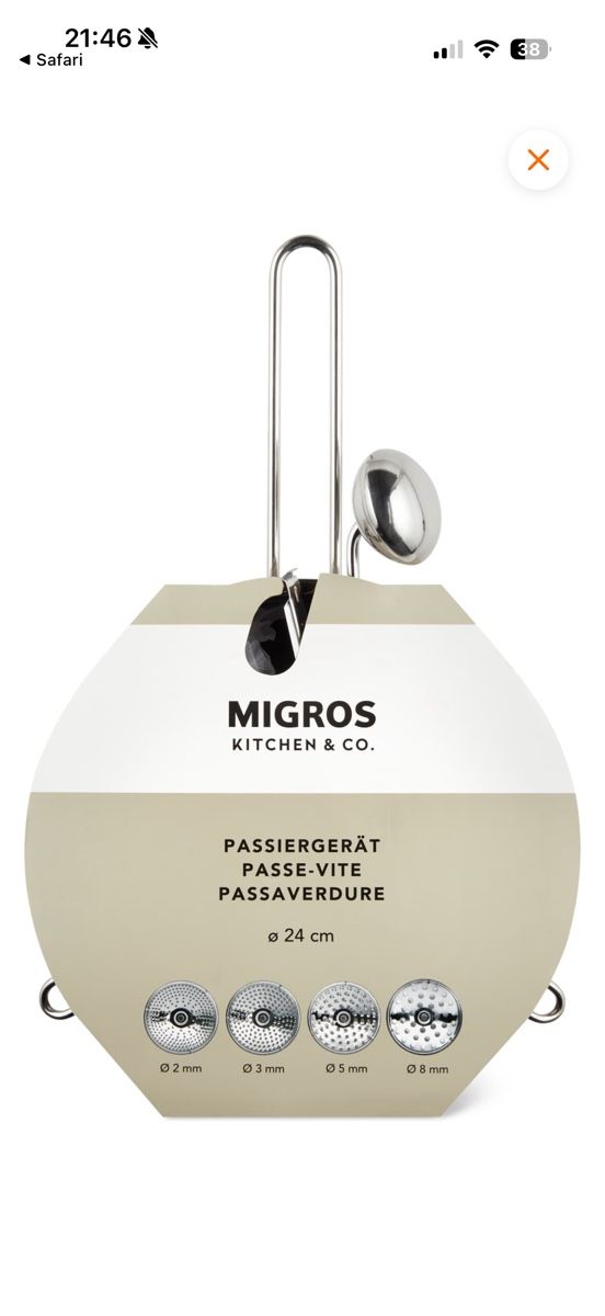 Migros Elettrodomestici da cucina: MIGROS Passiergerät ø 24 cm – Nuovo (secondo la descrizione) da Strengelbach venduto da schnaeusel