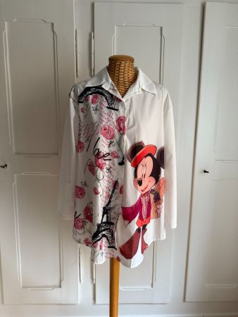 Longbluse weiss mit Minnie Mouse in Paris L