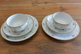 Original Nyon Porcelain: 2 Koppchen mit Unterteller