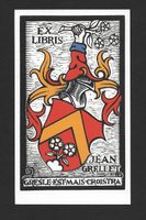 Ex-libris héraldique Jean Grellet par Claude Jeanneret
