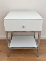 Nachttisch Stiletto Beistelltisch - Weissglas – Chrom