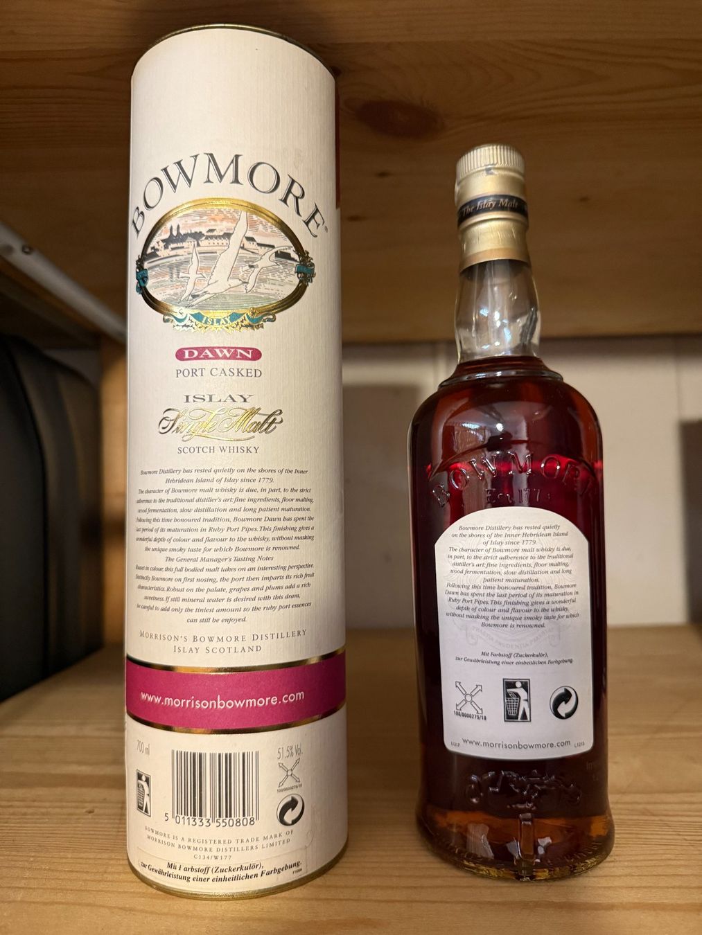 Bowmore Bevande alcoliche: Bowmore Dawn, Port Cask Finish – Nuovo e nell'imballaggio originale da Zürich venduto da Nistel 1