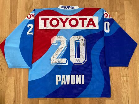 ORIGINAL EHC KLOTEN # 20 PAVONI TRIKOT SIGNIERT 1994/95 XL