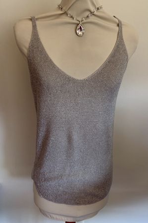 Elegantes Glitzer Trägershirt Top Silber Vest 38 40  