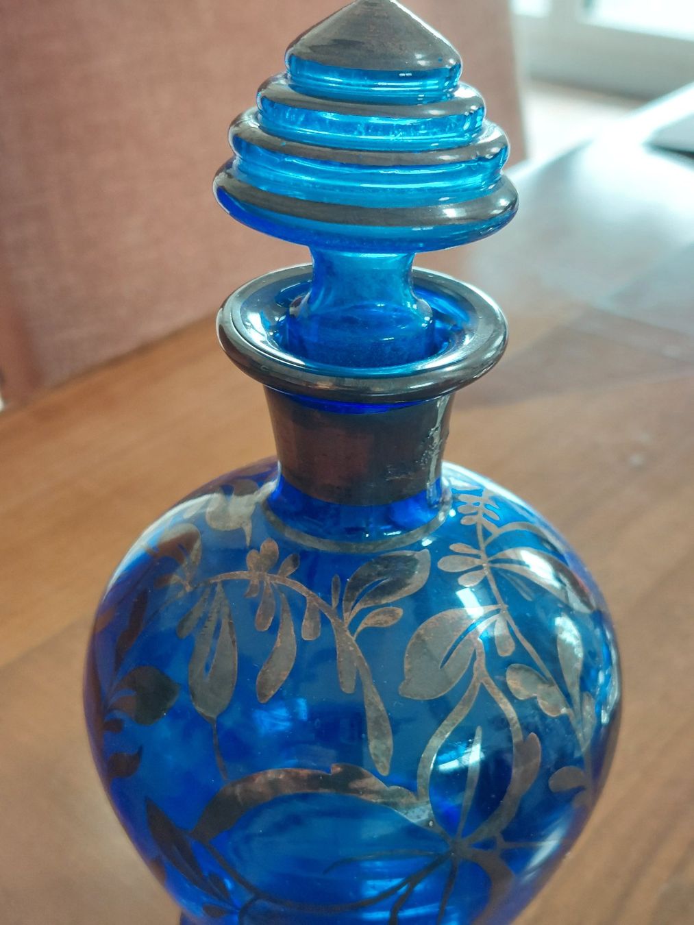 Caraffe: Antike Glas Likör Karaffe mit Silberauflage – Usato da Hergiswil NW venduto da maiette-23.N 2