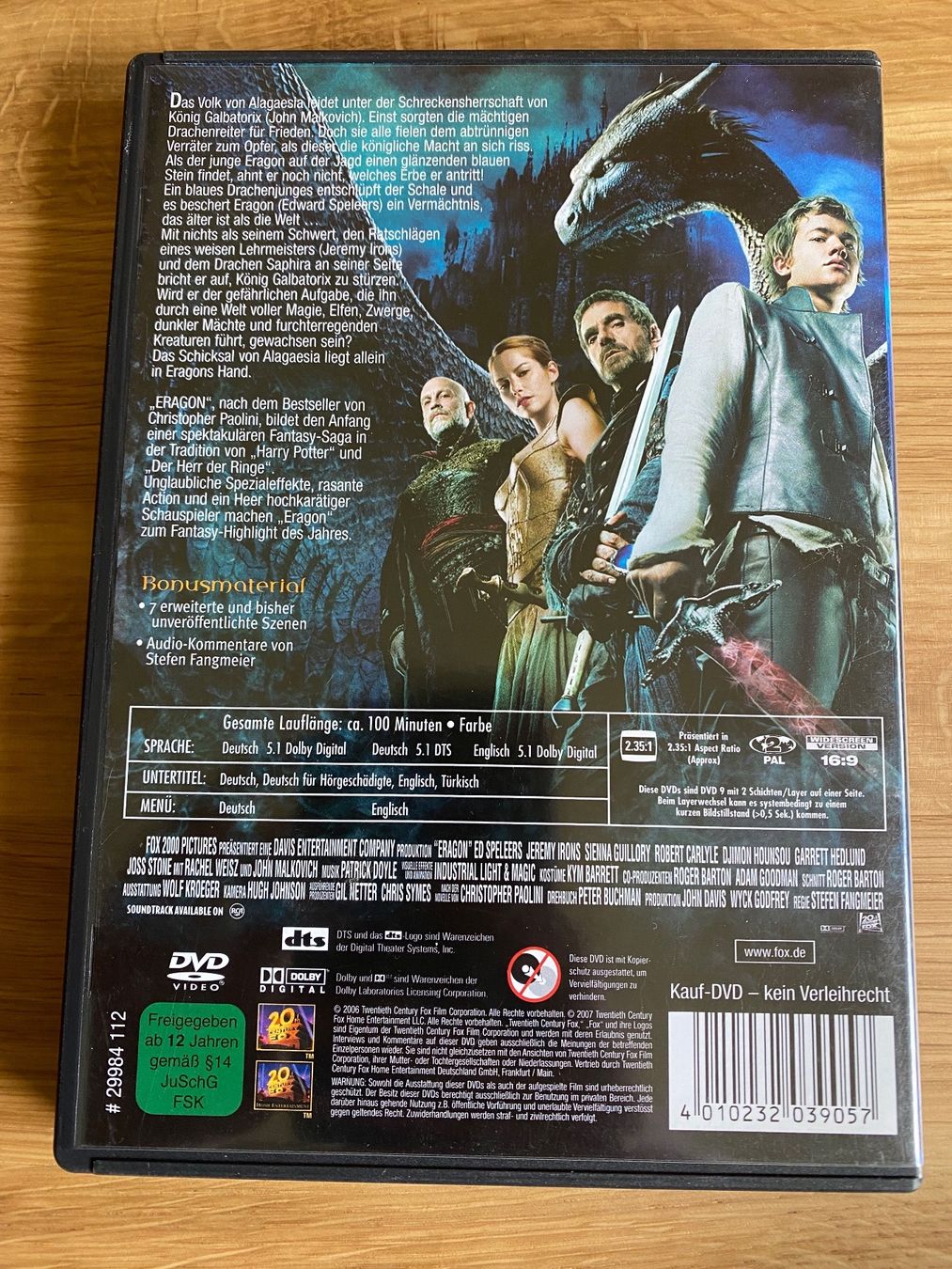 Tutti i DVDs: DVD ERAGON DEUTSCH UND ENGLISCH – Usato da chiasso venduto da Wulli 1