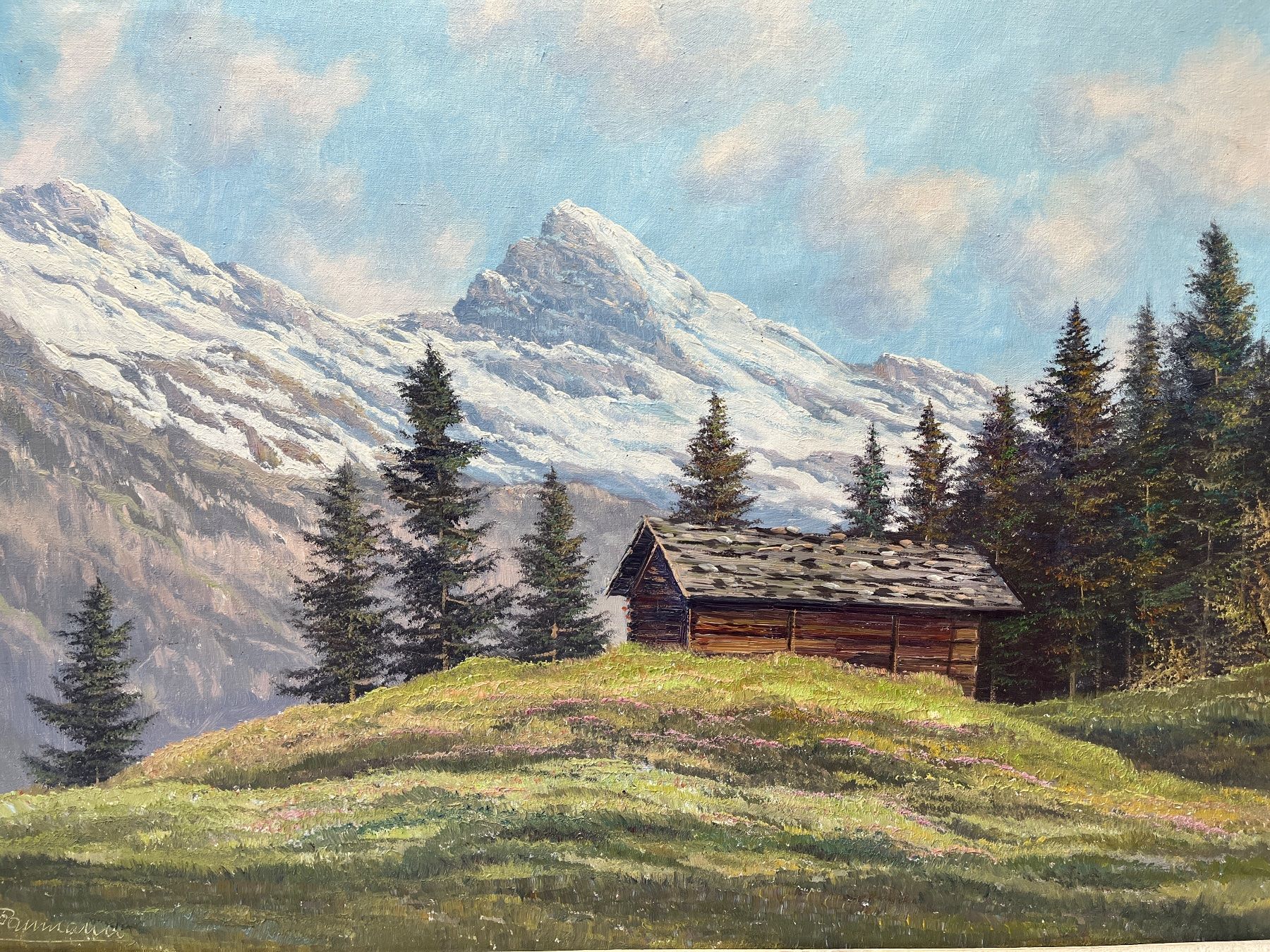 Dipinti: Gemälde / Alpenlandschaft von E. BAUMANN       (ID L158) – Usato da Gelterfingen venduto da art-and-more 2