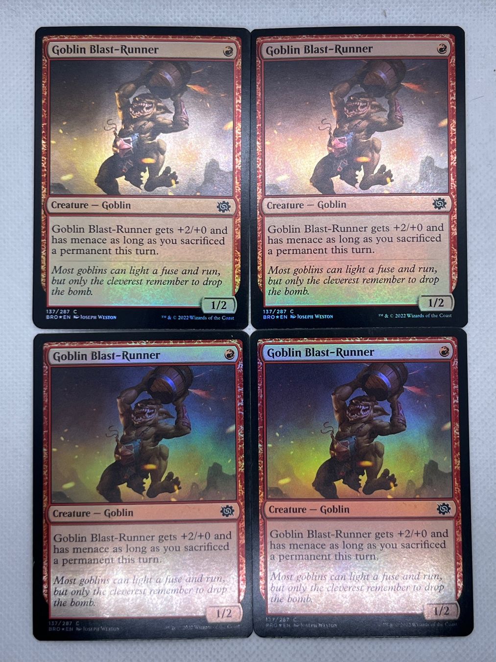Magic The Gathering Carte collezionabili: Magic: The Gathering - 4x Goblin Blast-Runner Foil – Usato da Hinterkappelen venduto da Kim1992