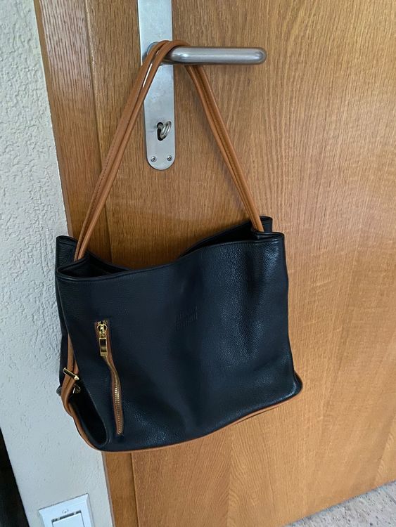 Sac à Bandoulière Vintage Années 90 Simili Cuir Noir - Occasion, Taille Moyenne