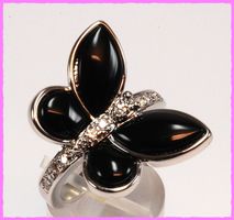 Beeindruckender Schmetterling Ring 18K weiss Vergoldet