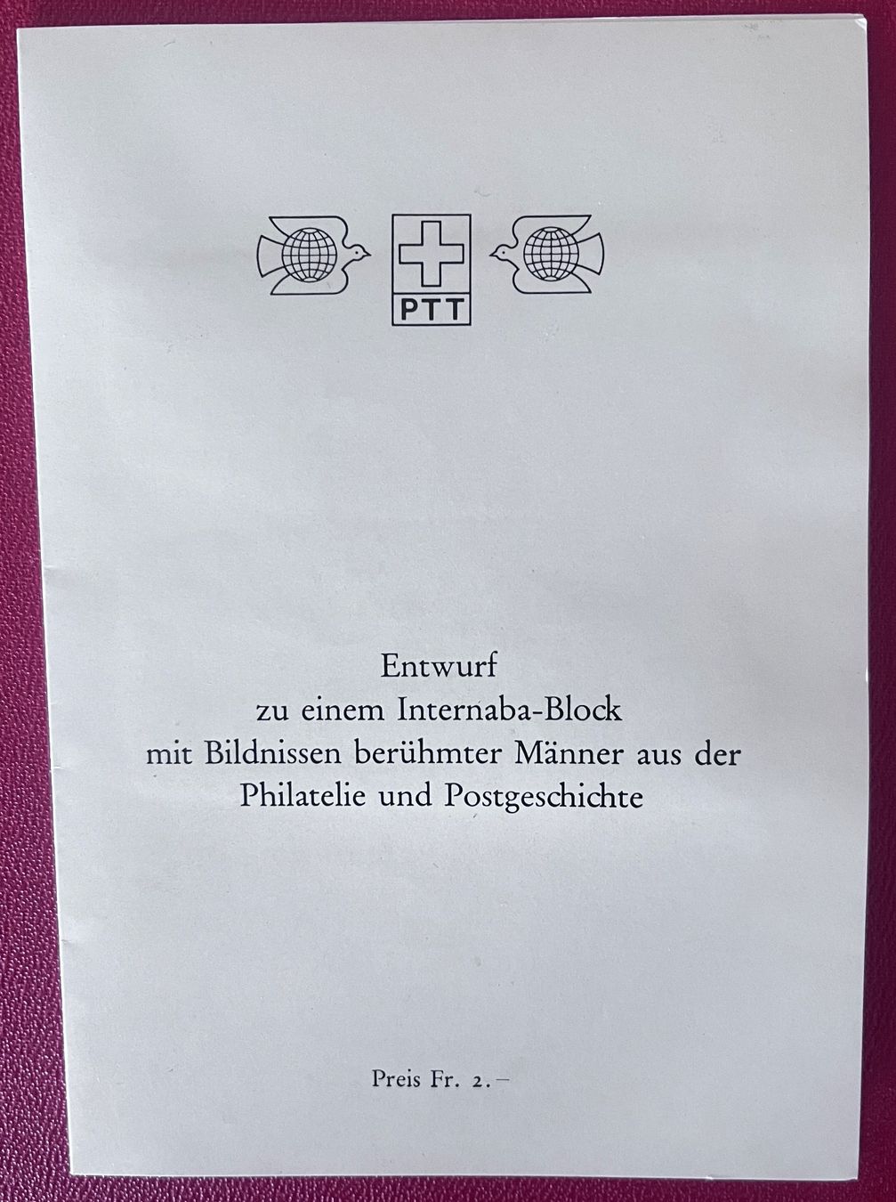 Alle Briefmarken: Briefmarken, Entwurf zu Internaba Block mit offiz.Block 1974 – Gebraucht aus Biberist von Edelfloh