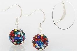 Ohrringe Ohrstecker Kugel Multicolor Silber Zirkonia Steine