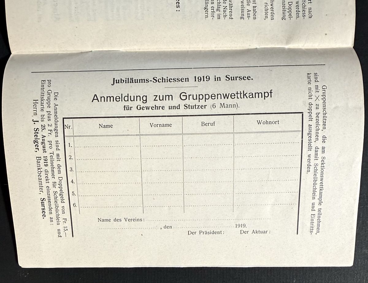Bücher: Feldschützengesellschaft: Jubiläums-Schiessen SURSEE 1919 – Gebraucht aus Bern von felberunderground 6