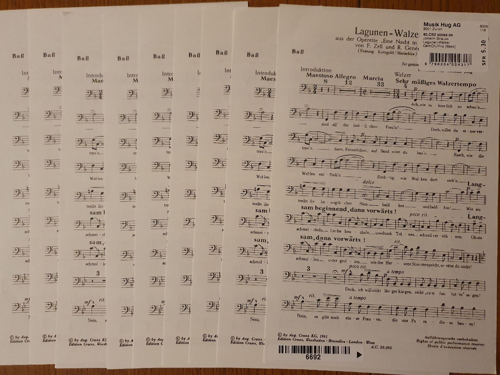 Libri: Johann Strauss Lagunen-Walzer: Chorstimmen, neu – Nuovo (secondo la descrizione) da Zürich venduto da Philotimo 2