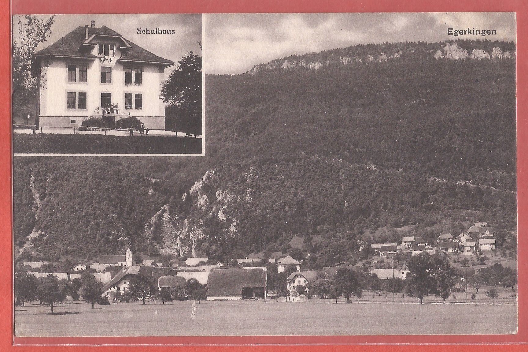 Ansichtskarten: Egerkingen mit Schulhaus - 1917 – Gebraucht aus Fislisbach von Porano