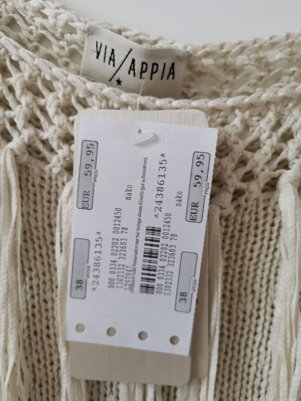 Top: VIA APPIA / 38 / M /Damentop/ beige Fransen Boho gestrickt – Nuovo (secondo la descrizione) da Hergiswil NW venduto da Angfri 2