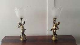 2x Messing-Tischlampen "Putto" von Moreau