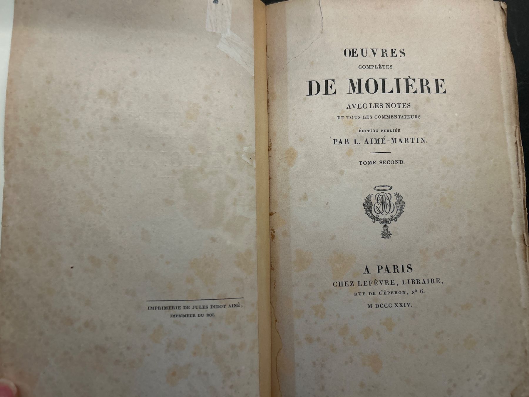 Libri: OEuvres Complètes de Molière, Tome Second, 1824 – Usato da Céligny venduto da isa_lgy2