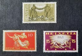 10-26-1 Timbres Helvetia neufs. Série pour la Paix 1919