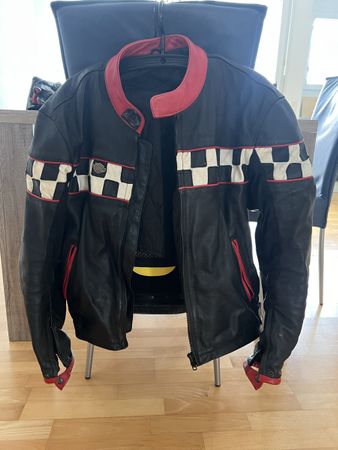 Lederjacke schwarz rot kariert gebraucht