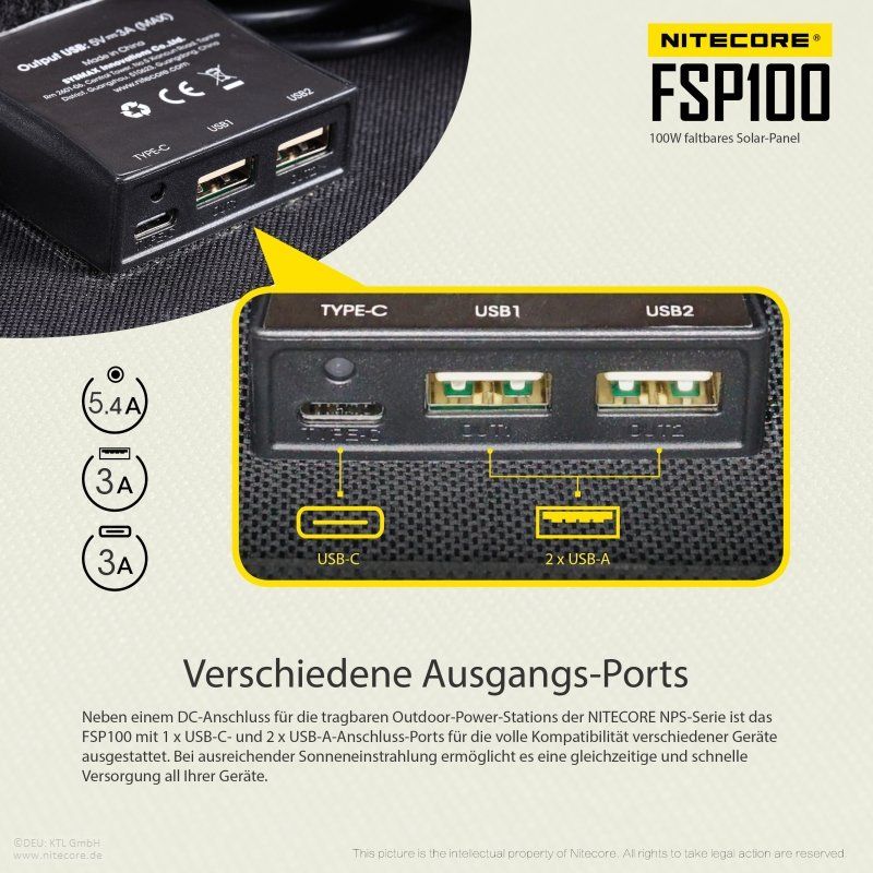 Panneaux solaires: NITECORE Solar Panel FSP100, Gratisversand! – Neuf avec emballage d'origine à Grüningen par Prolumin 4