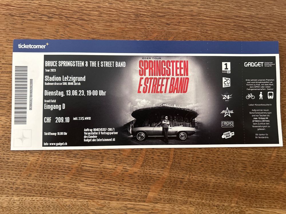 Bruce springsteen 2023 tour ticket Kaufen auf Ricardo