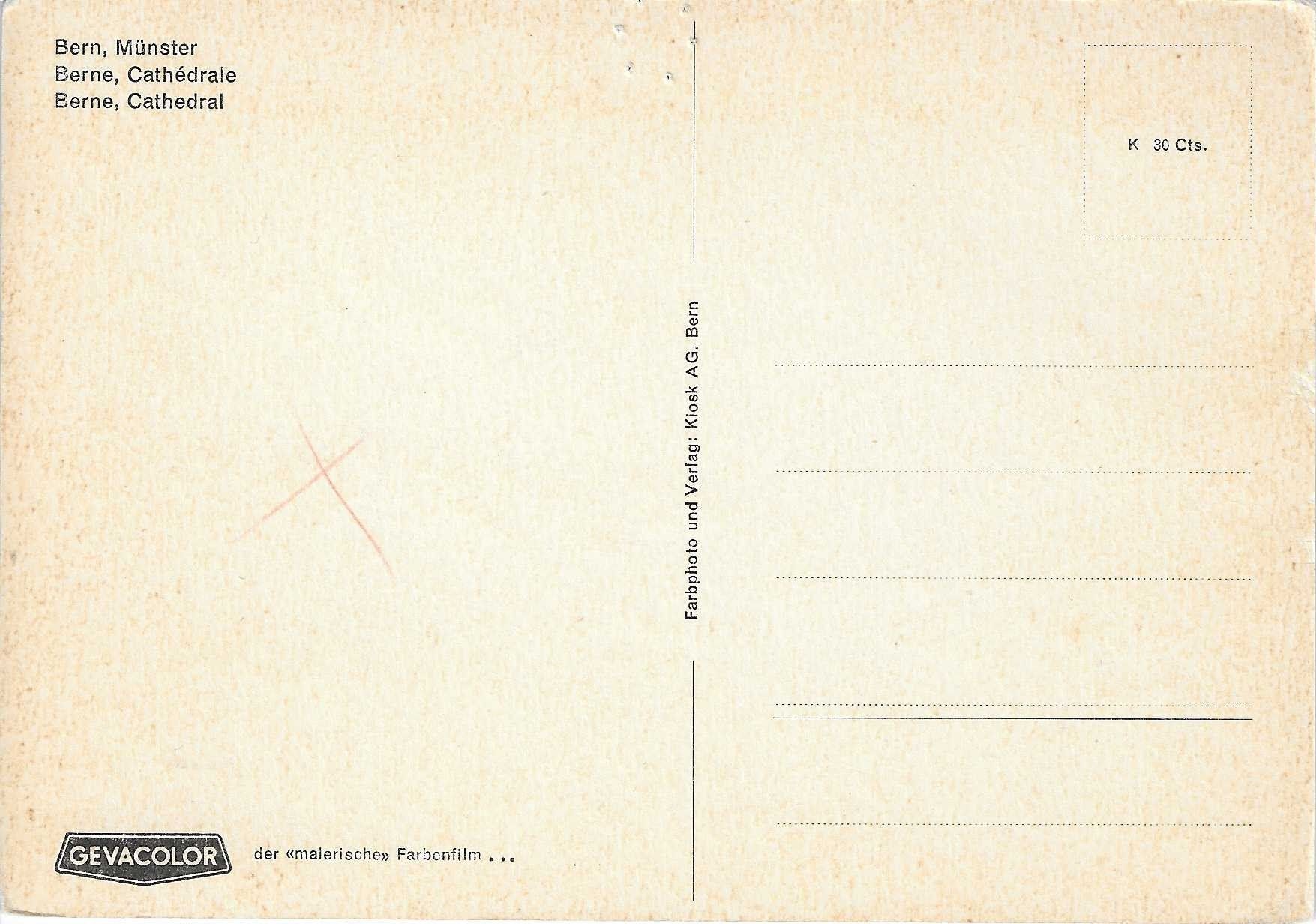 Cartoline postali: Bern Münster BE – Nuovo (secondo la descrizione) da Rothrist venduto da Stranglehold 1
