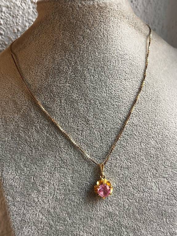 Catenine: Kette mit rosaroter Blume – Usato da Basel venduto da bellespirit 2