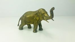 Elefantenfigur mit erhobenem Rüssel - Messing -Glücksbringer