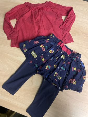 Rote Bluse und Rockleggins Dpam Gr.86/92