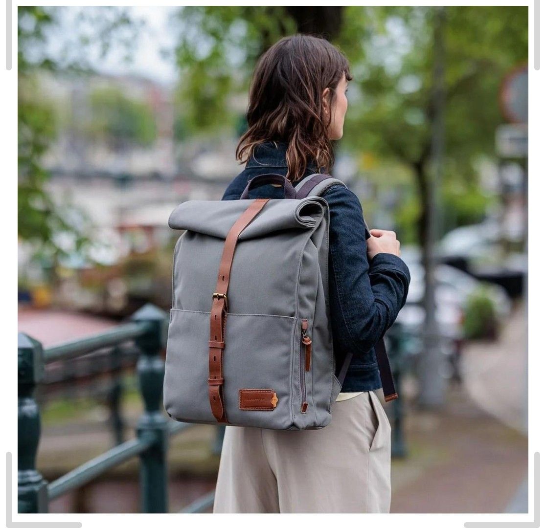 Zaini: Rucksack grau Rollverschluss Lederriemen – Usato da Hinwil venduto da reanaegeli