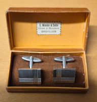 Manschettenknöpfe rechteckig Metall in Box